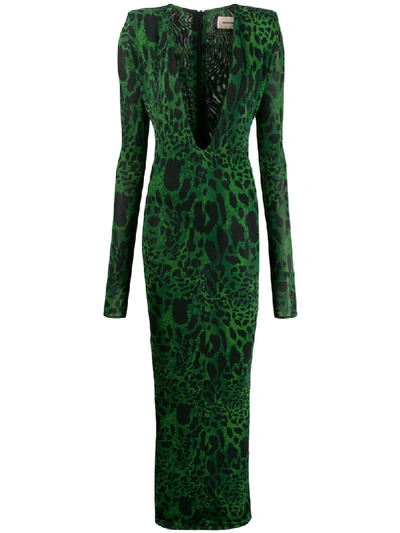 Alexandre Vauthier Leopard Print Dress In Green