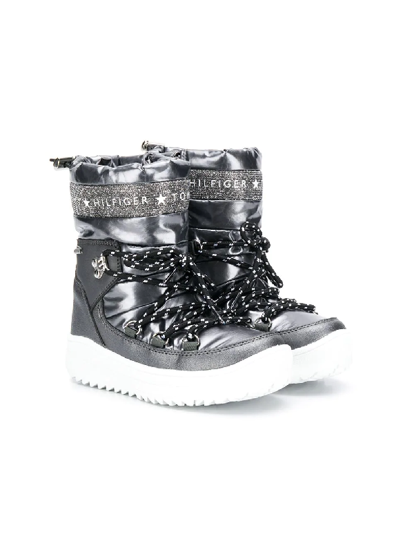 tommy hilfiger silver boots