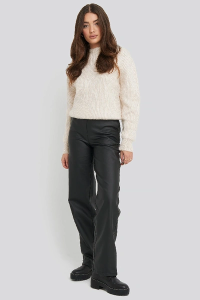 NA-KD LOOSE LEG PU PANTS - BLACK