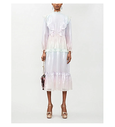 Olivia Rubin Sienna Tiered-skirt Silk Midi Dress In Pastel Ombre