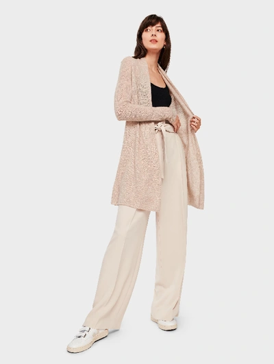 WHITE + WARREN CASHMERE TRAPEZE CARDIGAN SWEATER IN SAND WISP HEATHER