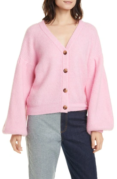 BAUM UND PFERDGARTEN CELINE RIB BALLOON SLEEVE CARDIGAN
