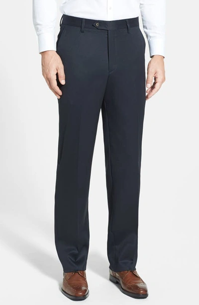 BERLE BERLE FLAT FRONT CLASSIC FIT WOOL GABARDINE DRESS PANTS