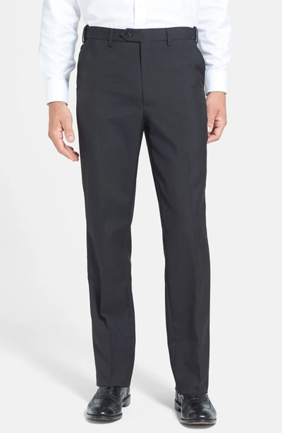 BERLE BERLE SELF SIZER WAIST PLAIN WEAVE FLAT FRONT WASHABLE TROUSERS