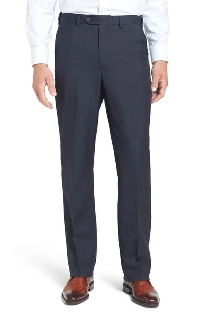 BERLE BERLE SELF SIZER WAIST PLAIN WEAVE FLAT FRONT WASHABLE TROUSERS