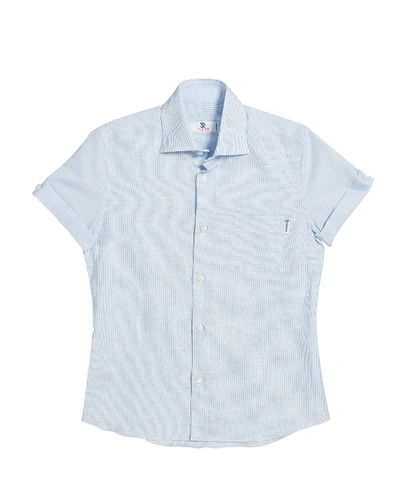 STEFANO RICCI KIDS' STRIPED SHORT-SLEEVE SHIRT