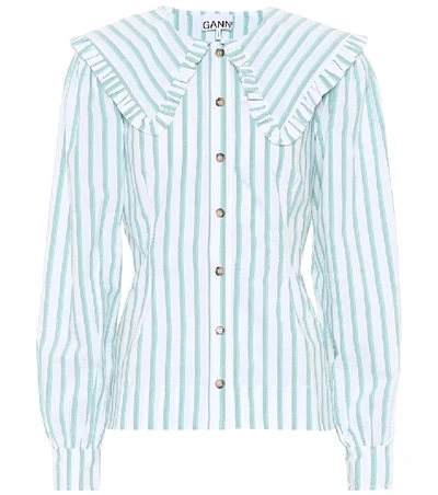 GANNI Feathery striped cotton shirt