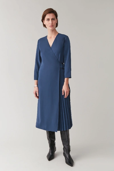 cos blue wrap dress Scalloped Organza Wrap Dress in Navy (Sold Out)  Des Kohan