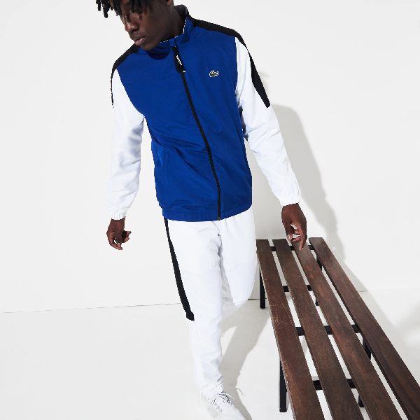 black and blue lacoste tracksuit
