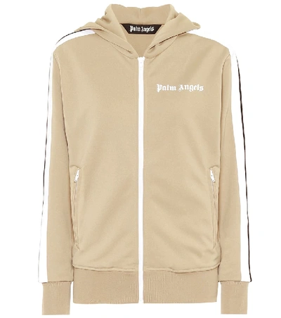 Palm Angels Logo Hoodie Track Jacket In Beige