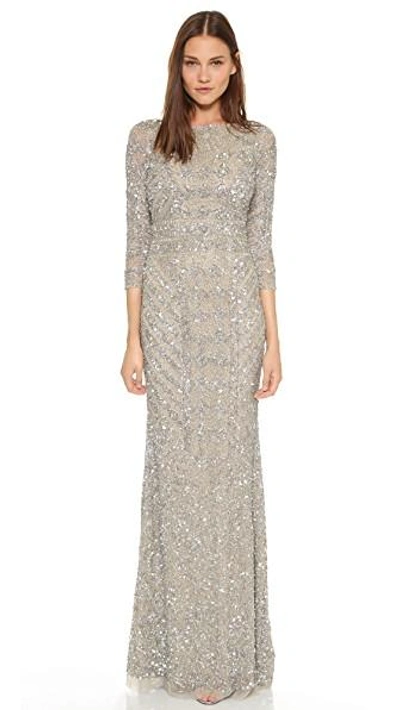 THEIA V BACK SEQUIN GOWN