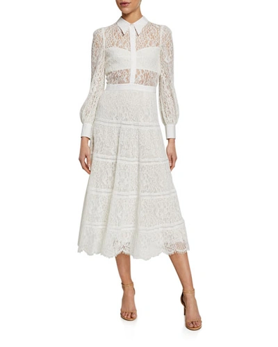 ALICE AND OLIVIA ANAYA COLLARED TIERED DRESS