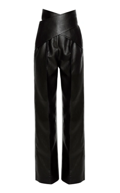 ALEKSANDRE AKHALKATSISHVILI FAUX-LEATHER STRAIGHT-LEG WRAP PANTS