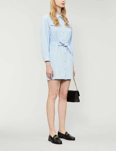 sandro blue shirt dress Sandro Estel Woven Shirt Dress In Blue Sky