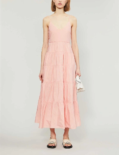 open lace back dress Romeo Blouson Dress in Green & Pink Peony
