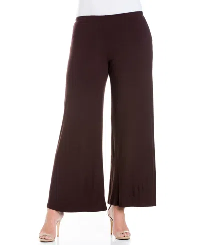 24SEVEN COMFORT APPAREL PLUS SIZE ELASTIC WAIST FLARED LEG PALAZZO PANTS
