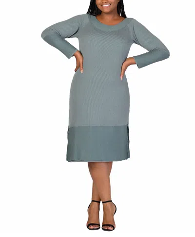 24SEVEN COMFORT APPAREL PLUS SIZE RIB KNIT LONG SLEEVE SWEATER DRESS