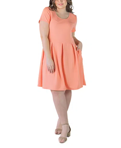 24SEVEN COMFORT APPAREL PLUS SIZE SCOOP NECK KNEE LENGTH POCKET DRESS