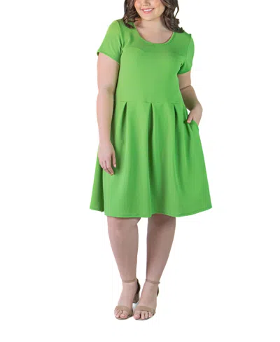 24SEVEN COMFORT APPAREL PLUS SIZE SCOOP NECK KNEE LENGTH POCKET DRESS