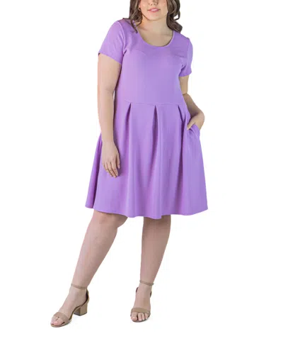24SEVEN COMFORT APPAREL PLUS SIZE SCOOP NECK KNEE LENGTH POCKET DRESS
