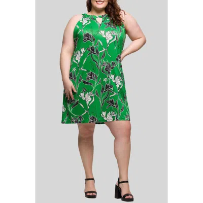 24SEVEN COMFORT APPAREL 24SEVEN COMFORT APPAREL PRINT SLEEVELESS KEYHOLE CUTOUT DRESS