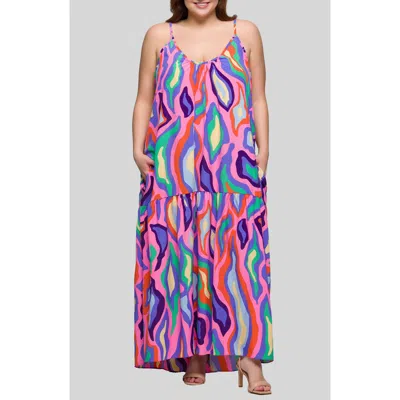 24SEVEN COMFORT APPAREL 24SEVEN COMFORT APPAREL PRINTED JERSEY MAXI DRESS