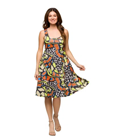 24SEVEN COMFORT APPAREL WOMEN'S SLEEVELESS KNEE LENGTH TANK SWING DRESS