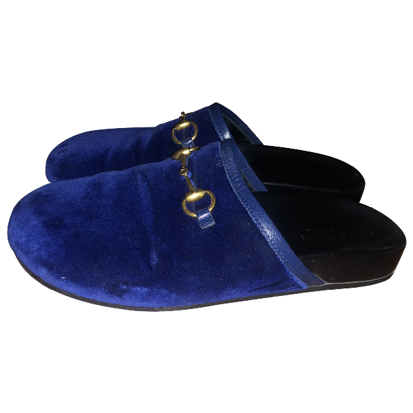 blue velvet mules