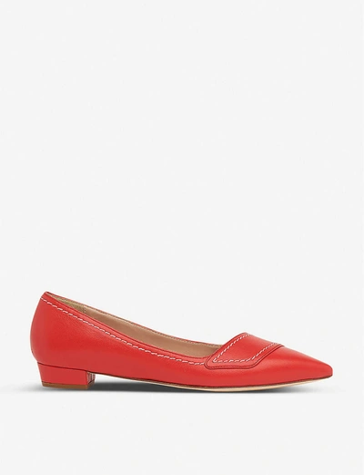 LK BENNETT POLLY CONTRAST STITCH LEATHER FLATS