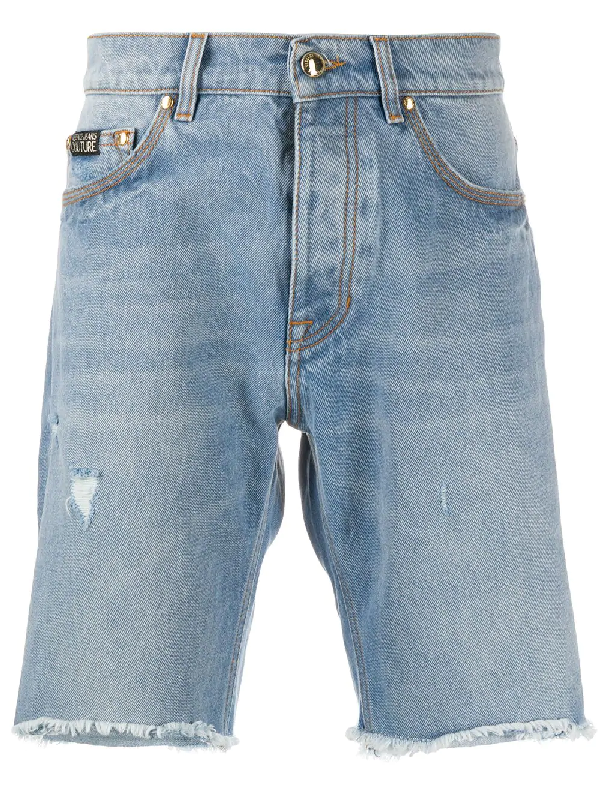 blue jean distressed shorts