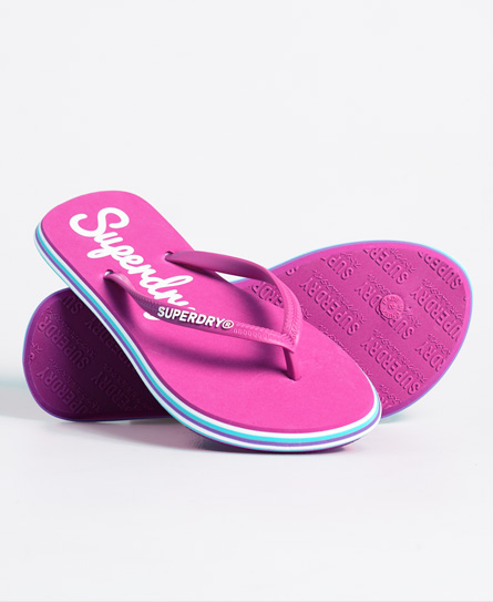 Shop Superdry Neonfarbene Rainbow Sleek Flip Flops In Pink