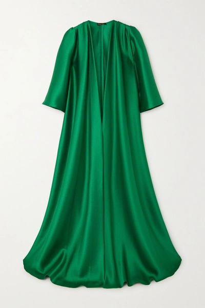 Reem Acra Draped Mikado Kaftan In Green