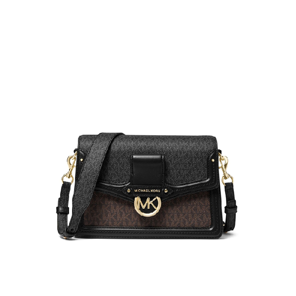 Jessie Medium TwoTone Logo And Leather Shoulder Bag Michael Kors