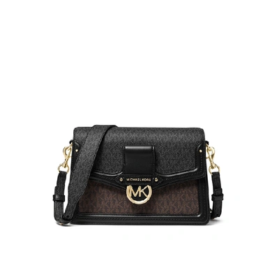 MICHAEL MICHAEL KORS JESSIE MEDIUM TWO-TONE LOGO SHOULDER BAG