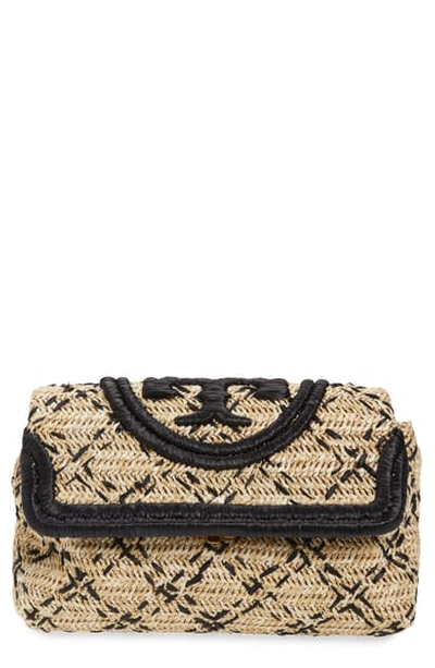 Shop Tory Burch Small Fleming Straw Clutch In Natural Black
