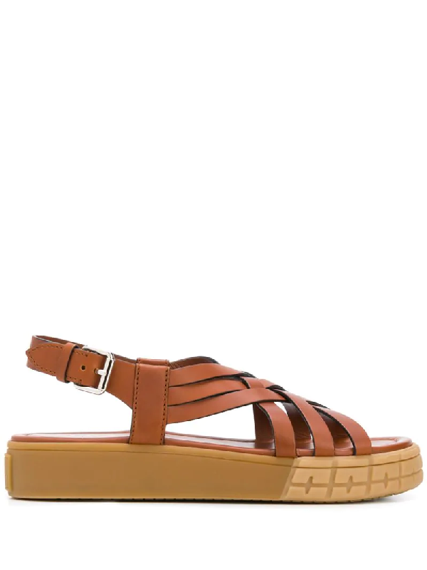 Shop Prada Sandalen Mit Plateau In Brown