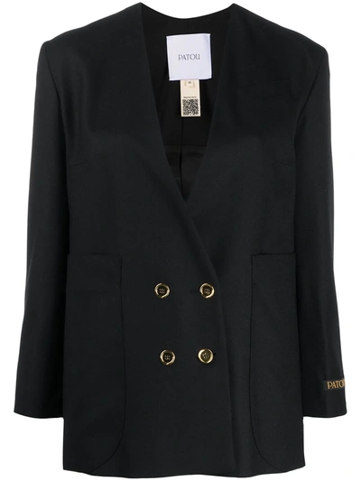 PATOU COLLARLESS DOUBLE-BREASTED BLAZER