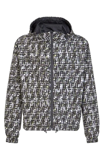 Shop Fendi Ff Camo Reversible Jacket In F1ay7 Military Green Black