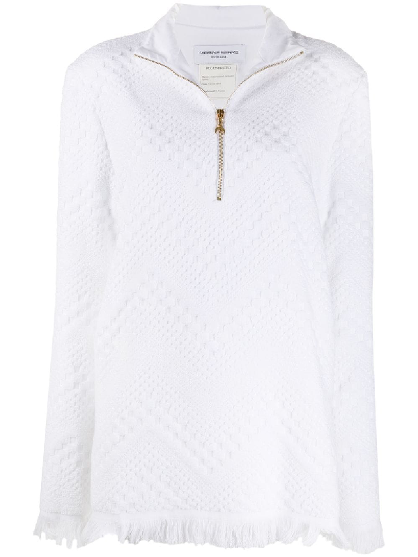 white zip up jumper