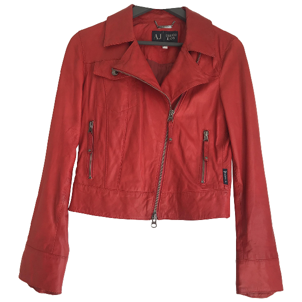 Armani Jeans Red Leather Leather Jacket