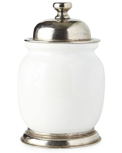 NEIMAN MARCUS SMALL CERAMIC & PEWTER CANISTER