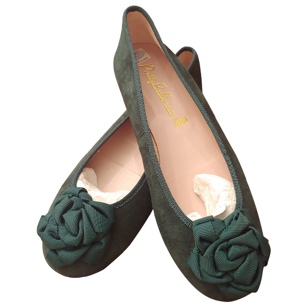 green suede flats