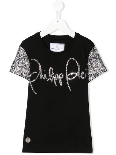 PHILIPP PLEIN JUNIOR EMBELLISHED SLEEVE T-SHIRT