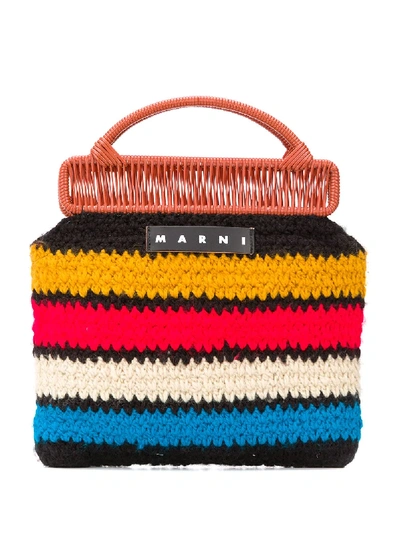 MARNI MARKET STRIPED KNIT TOTE BAG