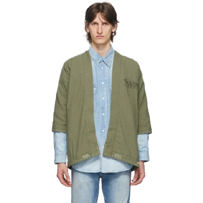 Shop Visvim Green Sanjuro Kimono Jacket In Olive