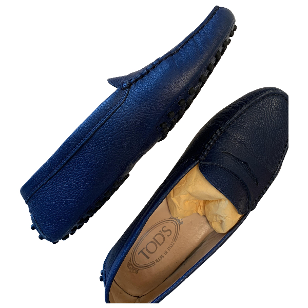 blue leather flats womens