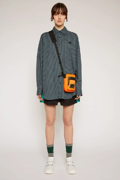 ACNE STUDIOS Face patch checked shirt Navy blue