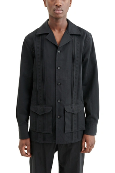 Shop Wales Bonner Opening Ceremony Carlos Guayabera Overshirt In Black