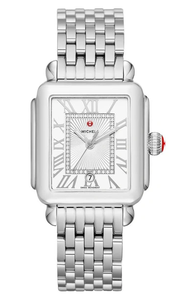 MICHELE MICHELE DECO MADISON DIAMOND DIAL BRACELET WATCH, 33MM