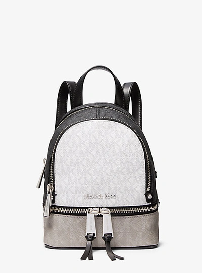 Michael Kors Rhea Mini Color-block Logo Backpack In White